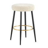Counter Height Bar Stools Set Of 2, PU Kitchen Stools Upholstered Dining Chair Stools 24 Inches Height With Golden Footrest For Kitchen Island Coffee Shop Bar Home Balcony Berber Fleece