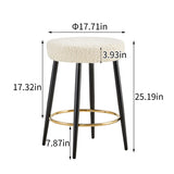 Counter Height Bar Stools Set Of 2, PU Kitchen Stools Upholstered Dining Chair Stools 24 Inches Height With Golden Footrest For Kitchen Island Coffee Shop Bar Home Balcony Berber Fleece