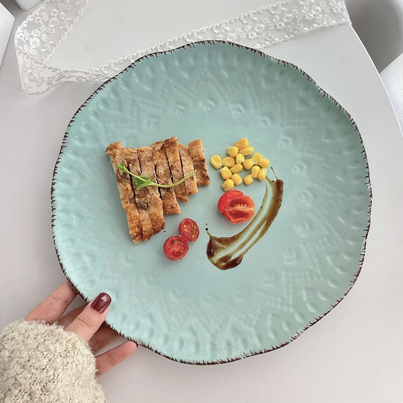 INS Ceramic Retro Western Cuisine Plate Dish Restaurant Dessert Plate Wholesale