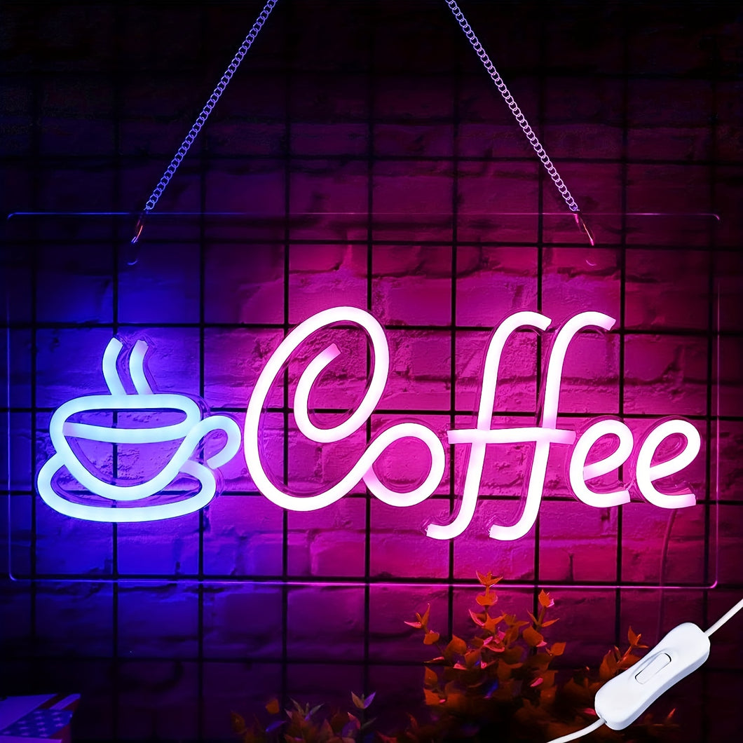 1pc Coffee Neon Sign, Cafe Shop LED Neon Lights USB Powered Wall Decor Cafe Restaurant Shop Window Business Hours Sign, For Cafe, Man Cave, Bar, Home, Kitchen, Living Room, Valentine's Day, Thanksgiving, Wedding, Christmas, H