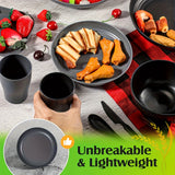 64pcs Sustainable Wheat Straw Dinnerware Set - Unbreakable, Reusable Tableware with Plates, Bowls, Mugs & Cutlery for Home and Restaurant Use