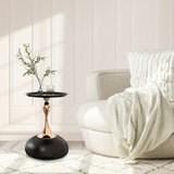 Round Small Metal Side Table, Mid Century End Table, Vintage Pedestal Accent Coffee Table for Small Spaces, Living Room, Bedroom Balcony and Office