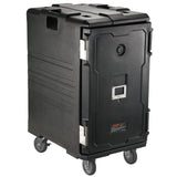 Insulated Food Pan Carrier, 109 Qt Hot Box For Catering, LLDPE Food Box Carrier W Double Buckles, Front Loading Food Warmer W Handles, End Loader W Wheels For Restaurant, Canteen, Etc. Black