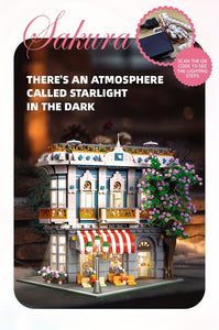 JIE-STAR 3725pcs Sakura Restaurant Street Scene Building Blocks Set - Creative Home Decor, Romantic Architectural Model Kit for Display