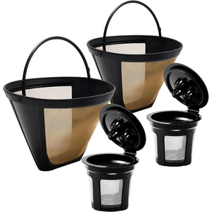 Reusable Coffee Filter for Ninja Dual Brew Coffee Maker, 2 Pack K Cup Reusable Coffee Pods and 2 Pack Coffee Maker Coffee Filters #4 Compatible for Ninja Dual Brew Coffee Maker Ninja - 4 Pack