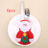 Christmas Decoration Restaurant Hotel Layout Pocket Fork Knife Cutlery Holder Santa Claus Fork Knife Gloves Bag Table Decor