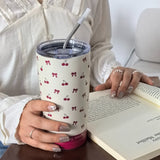 Charming Cherry Bowls Travel Mug: 600ml/20.29OZ, Double-Walled Stainless Steel, Hand Wash Only, Perfect for Coffee, Tea, or Cold Drinks - Great for Travel, Gym, or Outdoor Activities