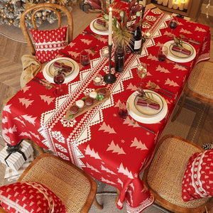 Christmas Red Tablecloth Festive Coffee Table Rectangular