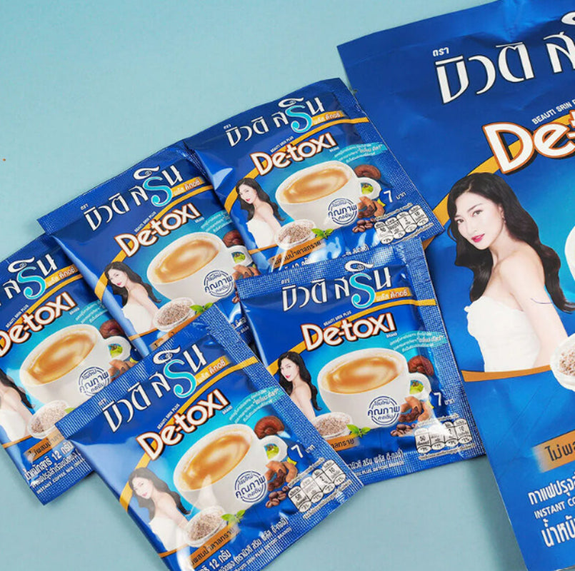 Beauti Srin Detoxi Instant Coffee Mix plus Fiber Detox Drink Weight Control X 4