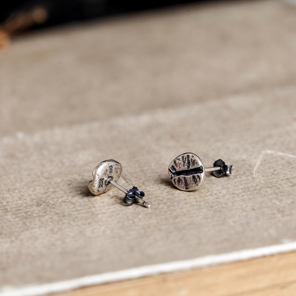Silver Original Design Coffee Bean Earrings