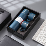 1set Stainless Steel Thermal Mug Set, 500ml/16.9oz Vacuum Insulated Water Flask with 3 Cups, Stainless Steel Car Flask Holder for Coffee & Cold Drinks, Ideal for Back to School Supplies