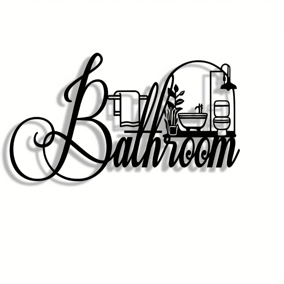 Elegant Minimalist Bathroom Sign - Premium Iron Wall Art with Modern Crafted Design, Reusable and Removable - Ideal for Home, Office, Bedroom, Patio, Kitchen, Courtyard Walls, Coffee Shop, Dance Hall, Bar, Rustic, Farmhouse D