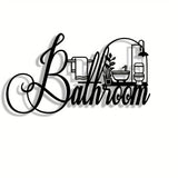Elegant Minimalist Bathroom Sign - Premium Iron Wall Art with Modern Crafted Design, Reusable and Removable - Ideal for Home, Office, Bedroom, Patio, Kitchen, Courtyard Walls, Coffee Shop, Dance Hall, Bar, Rustic, Farmhouse D