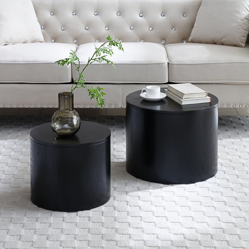 Modern Nesting Coffee Table Set, Round & Hexagonal Wooden Design, Perfect For Small Living Spaces, Two Circular Side Tables Or Stylish Hexagonal Side Tables