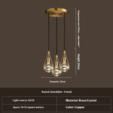 Copper Crystal Chandelier Bedroom Bed Head Light Luxury Modern Minimalist Restaurant Bar Counter