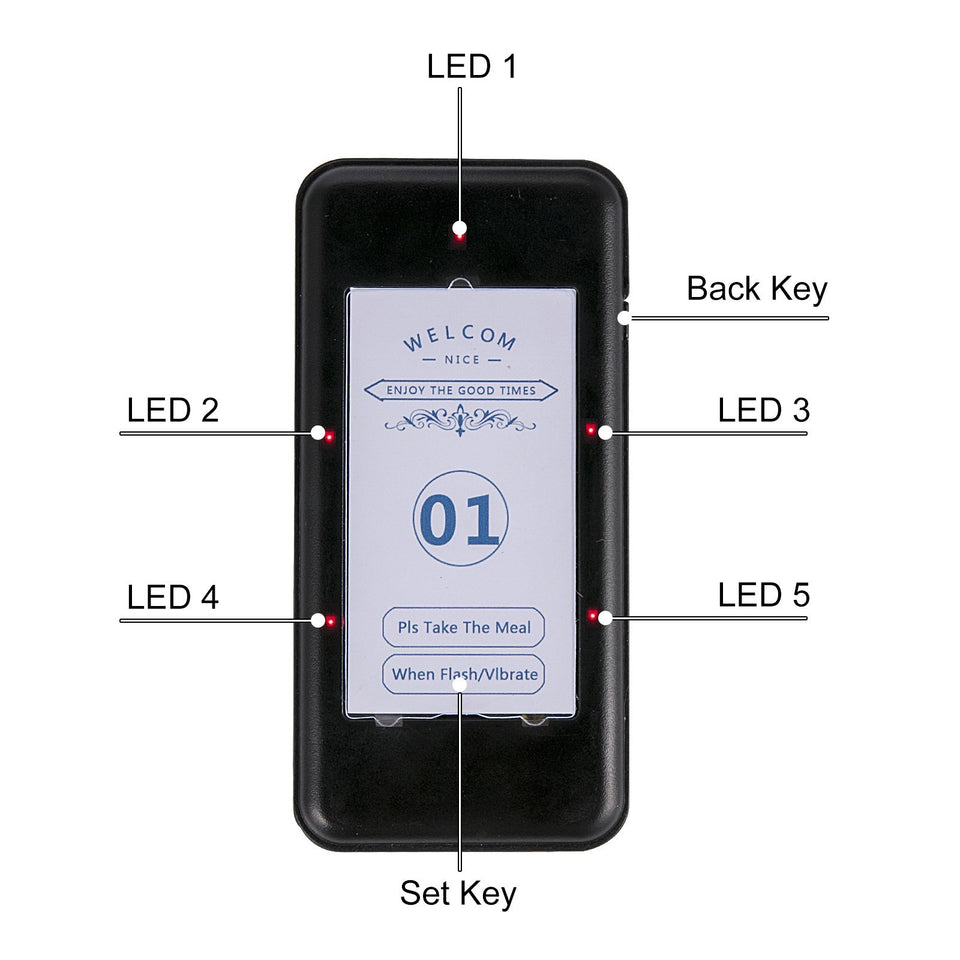 F103 Restaurant Pager System 20 Pagers, Max 98 Beepers Wireless Calling System, Touch Keyboard With Vibration, Flashing And Buzzer For Church, Nurse,Hospital & Hotel