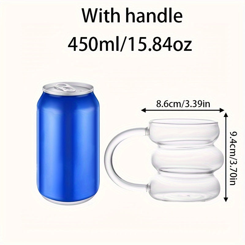 1pc Irregular Caterpillar Glass Cup - Heat-Resistant, Borosilicate, Coffee, Beverage, Milk, Circle Cup with Unique Shape
