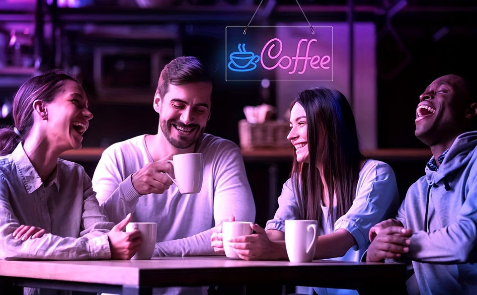 1pc Coffee Neon Sign, Cafe Shop LED Neon Lights USB Powered Wall Decor Cafe Restaurant Shop Window Business Hours Sign, For Cafe, Man Cave, Bar, Home, Kitchen, Living Room, Valentine's Day, Thanksgiving, Wedding, Christmas, H