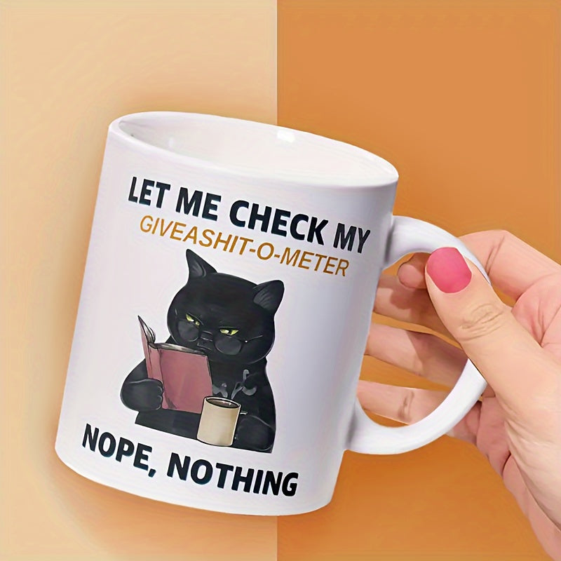 1pc, Black Cat Coffee Mug, Ceramic Coffee Cups, Cute Inspirational Quotes Water Cups, Summer Winter Drinkware, Gifts