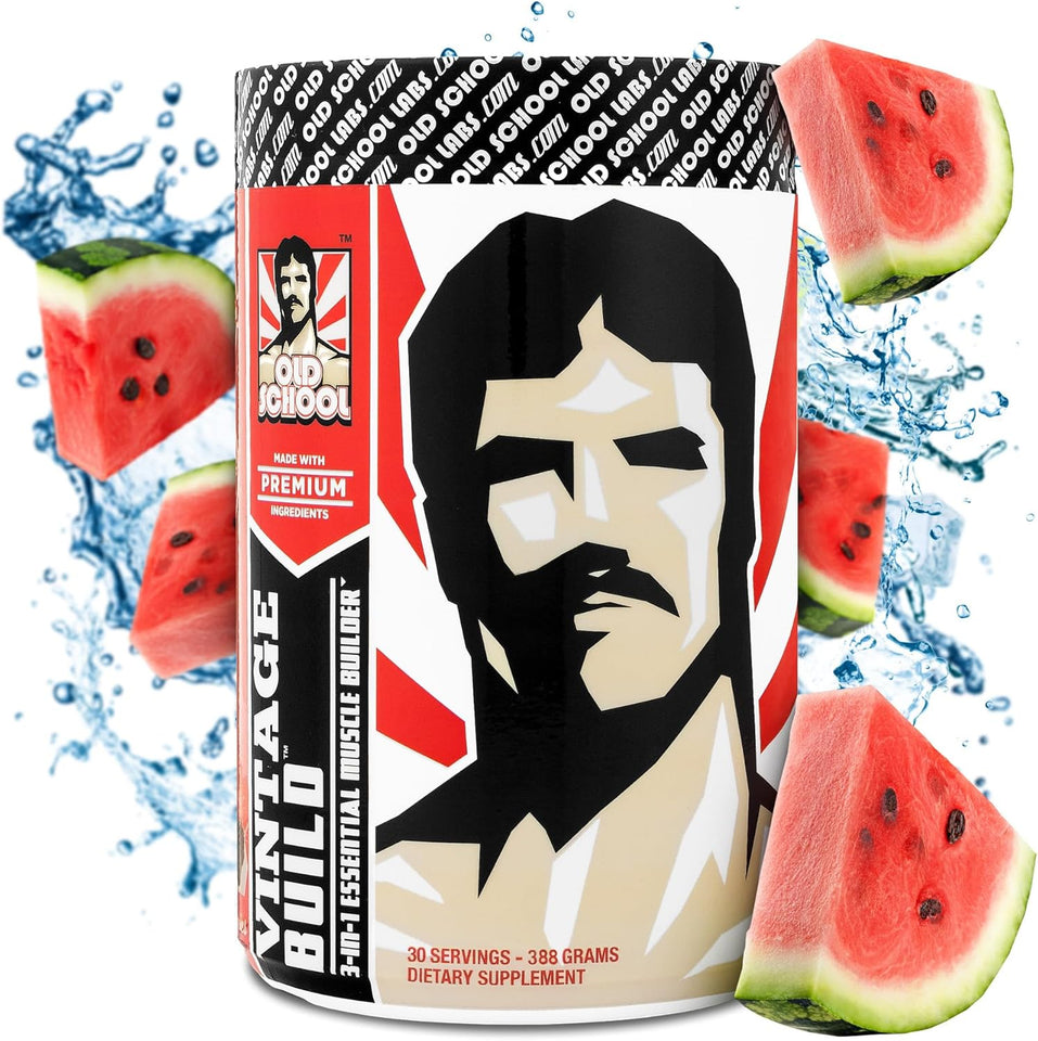 Vintage Build – Post Workout Recovery & Muscle Building Powder Drink for Muscular Strength & Growth - Reduces Soreness – Creatine Monohydrate, Bcaas, L-Glutamine – Fresh Berries Flavor – 377G