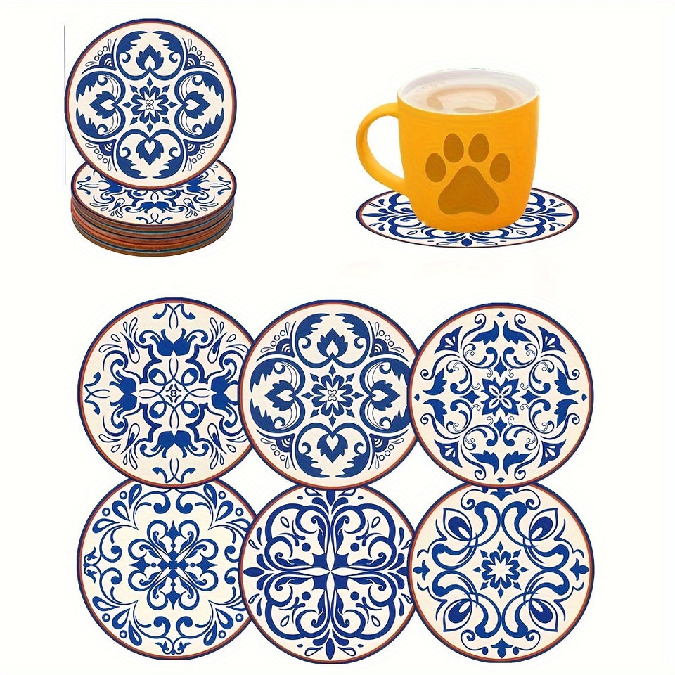 6PCS Mandala Abstract Pattern Wooden Heat Pads, Coaster Set for Home Use, Cup Holder Mats for Tea, Coffee, and Afternoon Tea