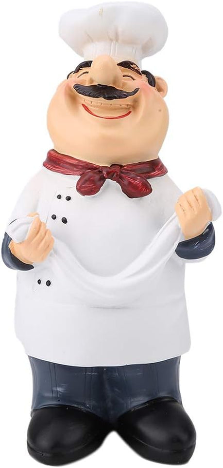 Resin Chef Figurines, Fat Chef Ornament Statue Italian Chef Kitchen Decor for Counter Restaurant Coffee Shop(Holding Noodle)