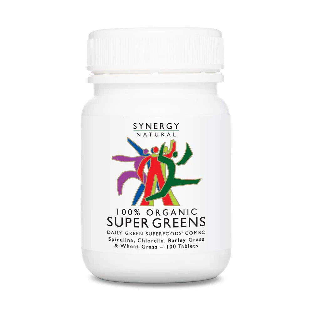 Synergy Natural Organic Super Greens - 100 Tablets of Premium Superfood Blend
