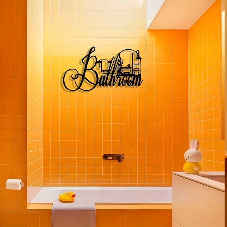 Elegant Minimalist Bathroom Sign - Premium Iron Wall Art with Modern Crafted Design, Reusable and Removable - Ideal for Home, Office, Bedroom, Patio, Kitchen, Courtyard Walls, Coffee Shop, Dance Hall, Bar, Rustic, Farmhouse D