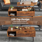 Elegant Black Coffee Table For Living Room - Lift Top Design Offering Versatility. Small Rising Wooden Dining Center Table With Storage Shelf And Hidden Compartment, Ideal For Organizing And Enhancing Your Living Space.