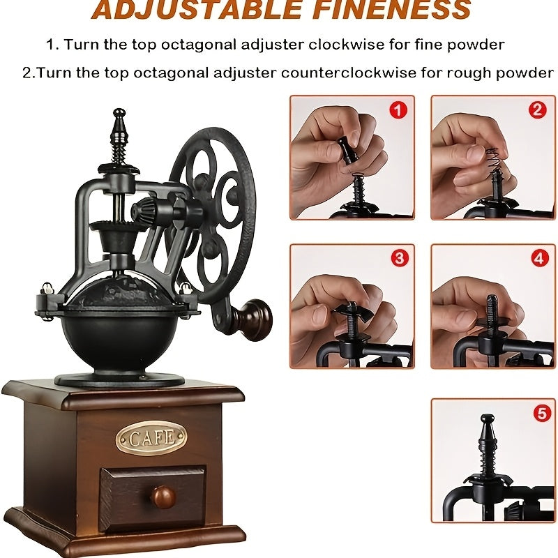 Manual Coffee Grinder, Coffee Bean Grinder Manual Coffee Grinder Roller, Antique Coffee Mill With Cast Iron Hand Crank Best For Drip Coffee, Espresso, French Press, Cold & Turkish Brew
