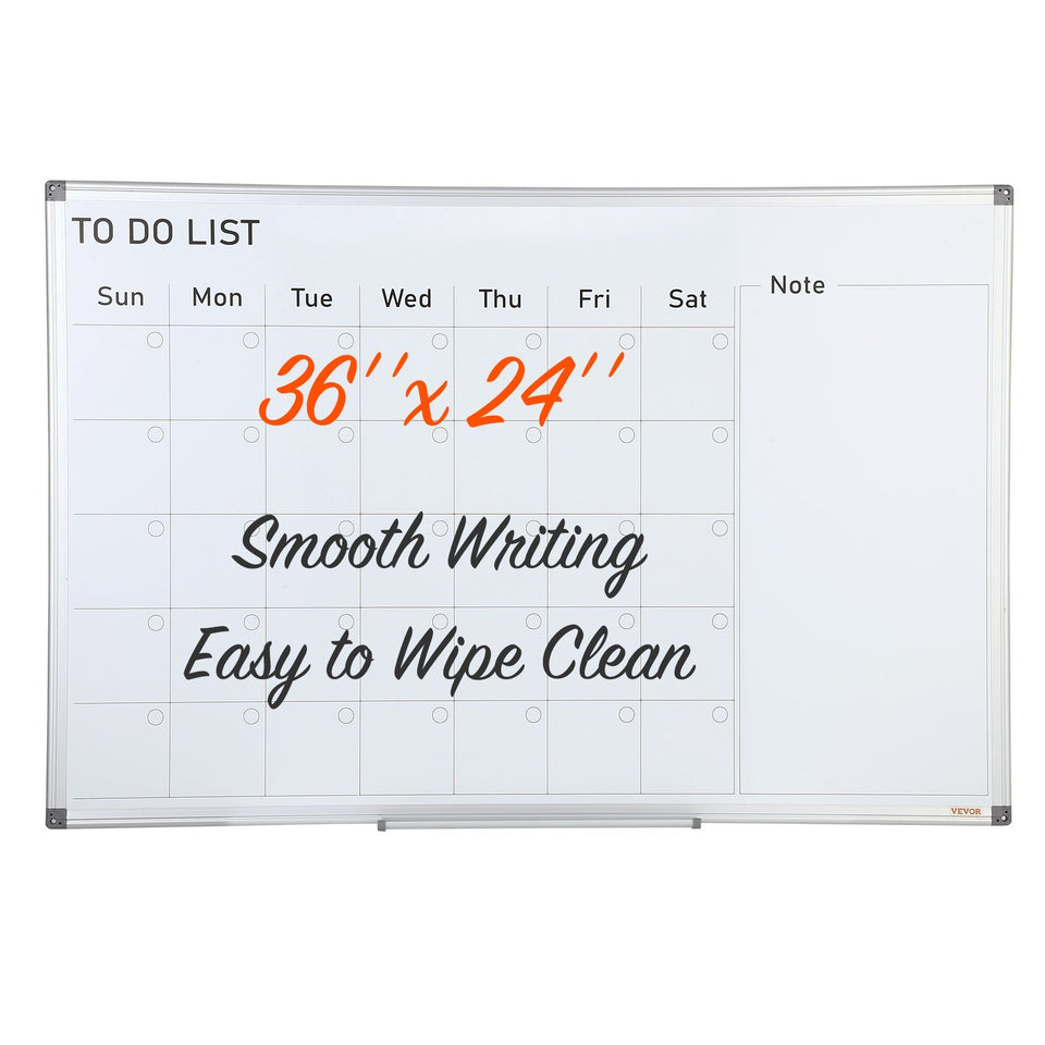 Calendar Whiteboard, 36 X 24 Inches Magnetic Dry Erase Calendar Board, Monthly Planner Whiteboard For Wall, 1 Magnetic Erase & 2 Dry Erase Marker & Movable Tray For Restaurant Office Home School