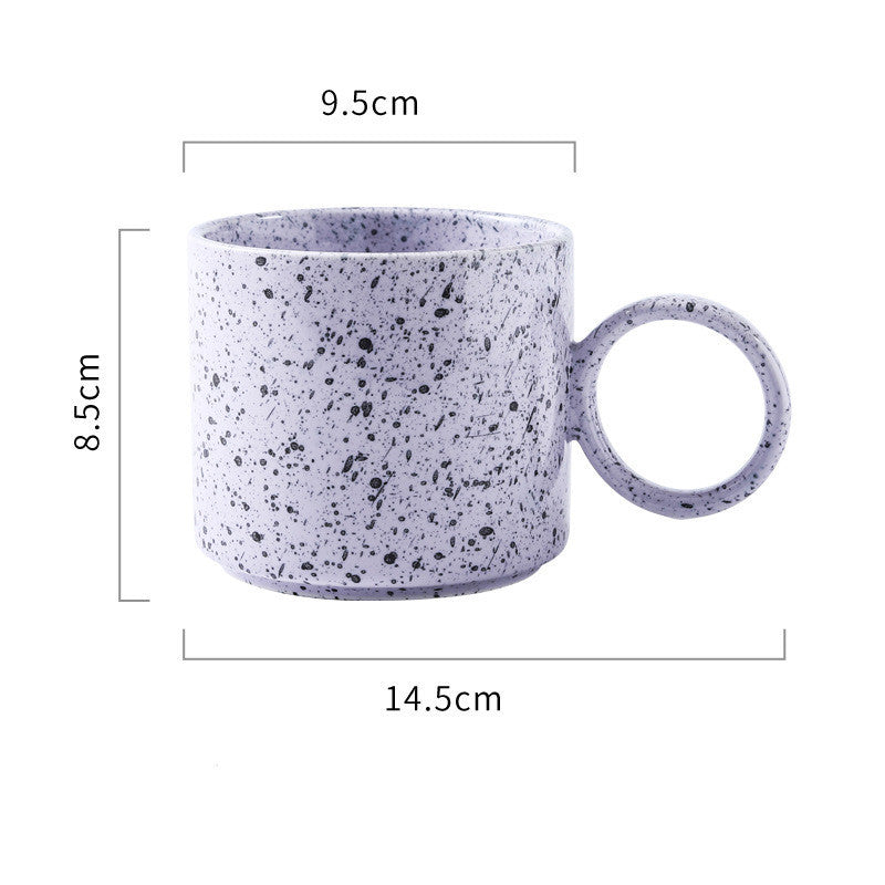 Simple Nordic Style Millstone Effect Ceramic Mug Home Office Large Capacity Coffee Cup Drinking Cup