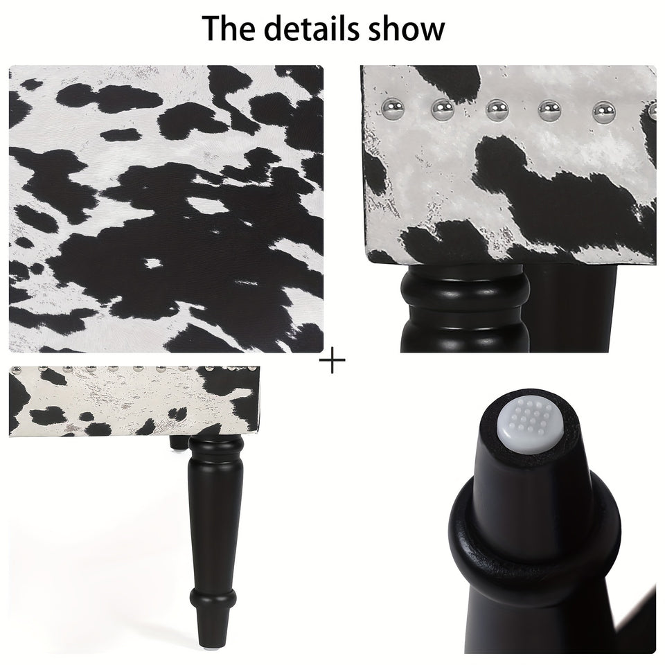 39' Mid Century Modern Bench- End Of Bed Bench Dining Bench Ottomans with Rivet- Upholstered Small Bed Bench Coffee Table Ottoman for Bedroom Entryway And Living Room