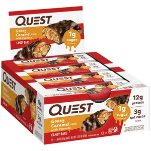 Quest Protein Candy Bar Snacks, Gooey Caramel and Peanuts Flavor, 12 Count