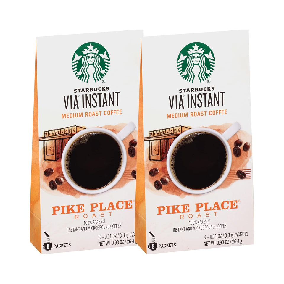 via Instant Coffee, Medium Roast Coffee, Pike Place Roast, 100% Arabica, Single-Serve, 1 Box (50 Packets)