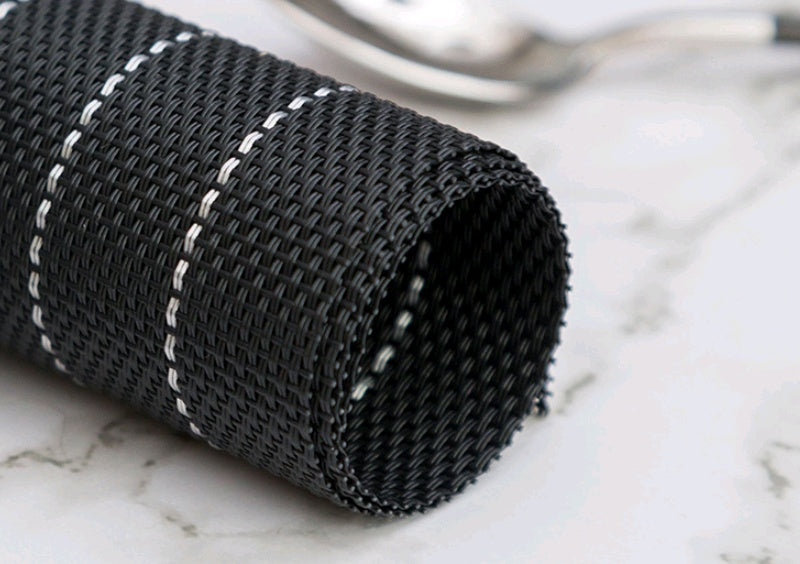 Black and white striped solid color household table mats Theme restaurant table mat waterproof and environmentally friendly PVC insulation placemat