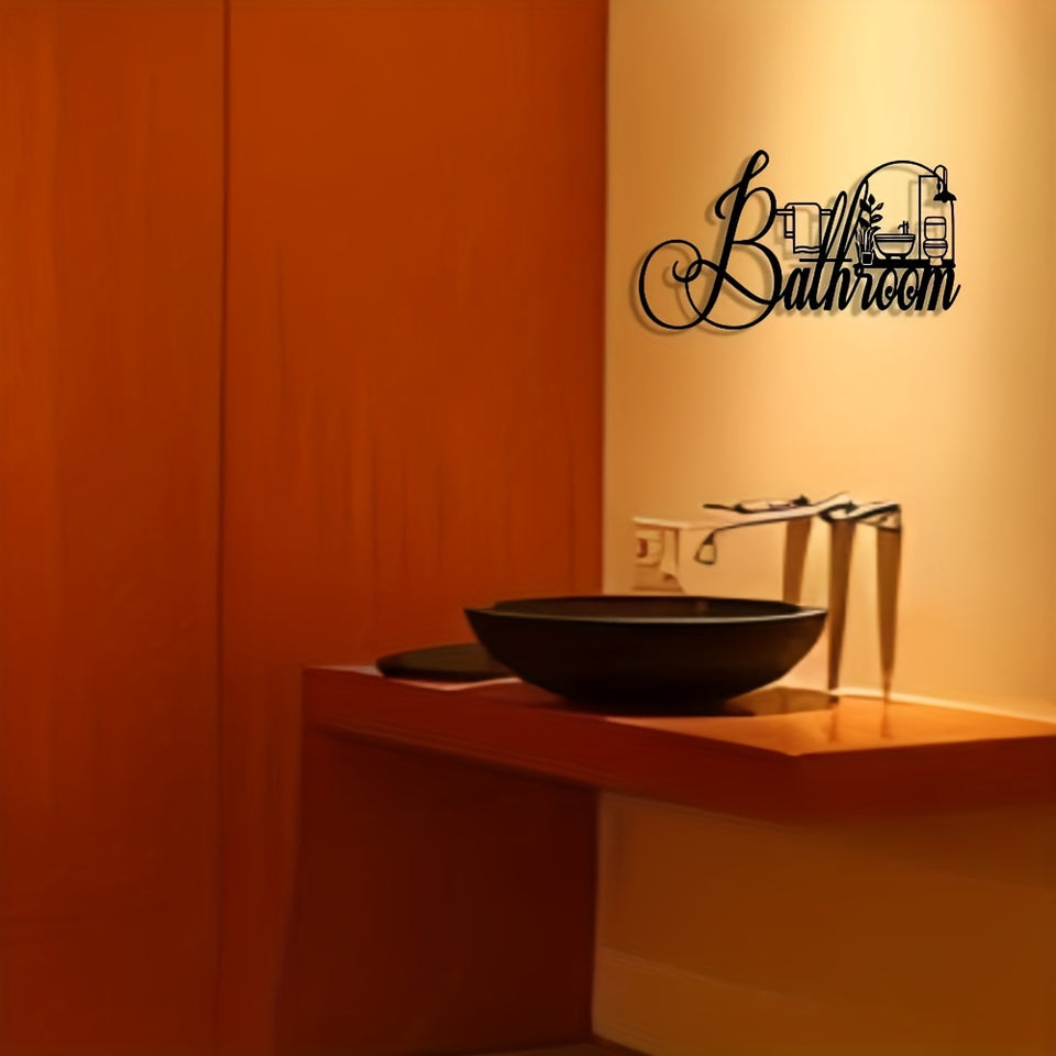 Elegant Minimalist Bathroom Sign - Premium Iron Wall Art with Modern Crafted Design, Reusable and Removable - Ideal for Home, Office, Bedroom, Patio, Kitchen, Courtyard Walls, Coffee Shop, Dance Hall, Bar, Rustic, Farmhouse D
