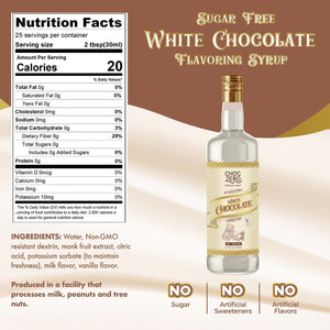Choczero Sugar Free White Chocolate Syrup for Coffee - Latte Flavoring Syrups -