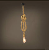 Hemp rope chandelier bar personality creative single head retro restaurant Internet cafe industrial wind loft double head nostalgic lamps