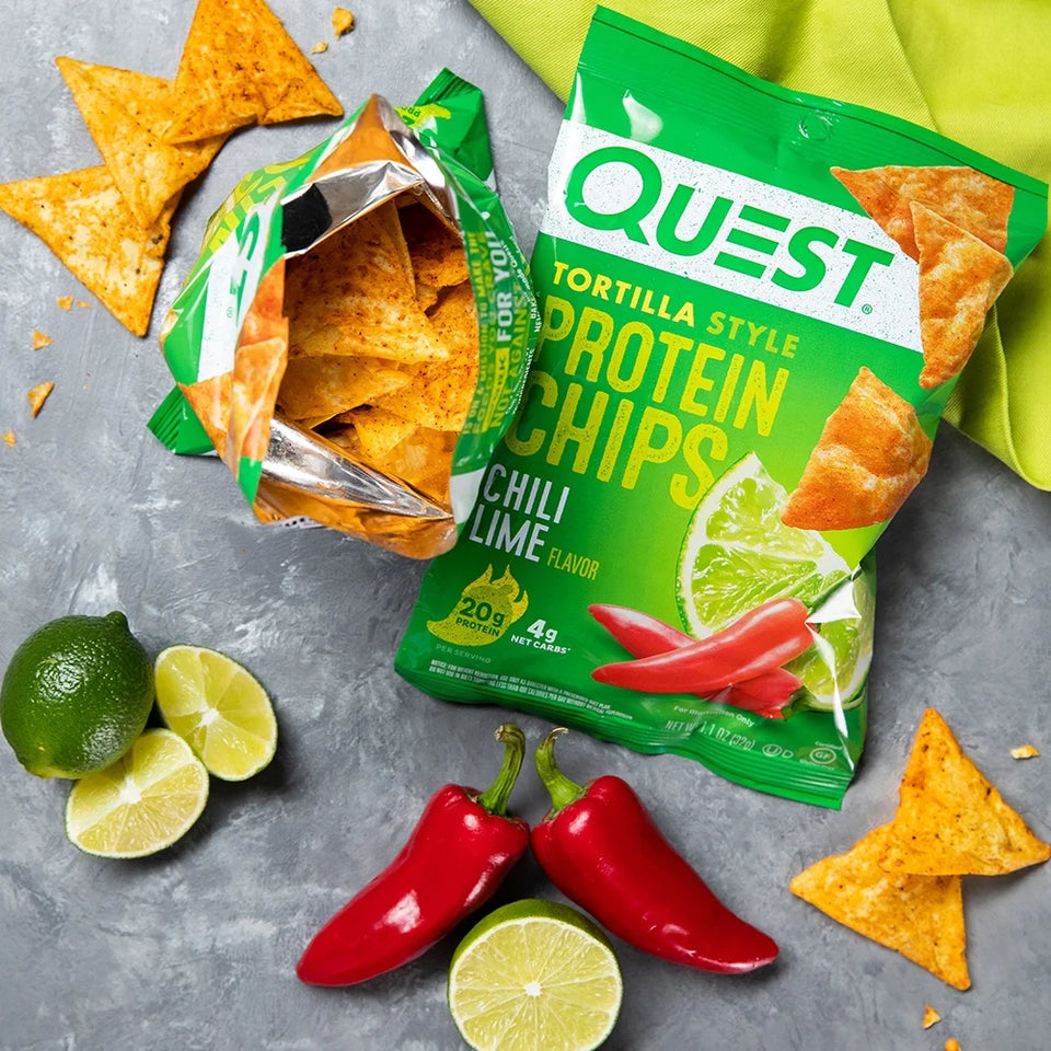 Quest Tortilla-Style Protein Chips, Low Carb, Baked, Keto-Friendly, Chili Lime, 8 Pack