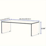 Tempered Glass Coffee, Clear Coffee Table, Waterfall Rectangle Coffee Table for Living Room, Cocktail Tea Table with Rounded Edges