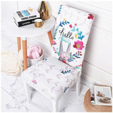 Floral Printing Spandex Chair Cover Stretch Elastic Dining Seat Cover for Wedding Banquet Restaurant Hotel Anti-dirty Removable