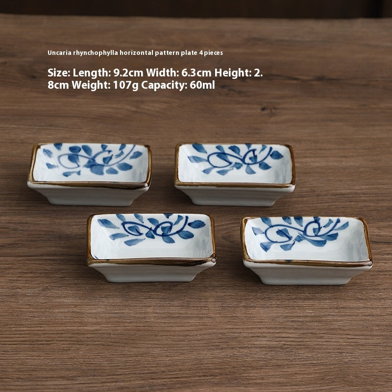 Rectangular Ceramic Commercial Specialty Store Gourmet Restaurant Dipped In Vinegar Soy Sauce Dish