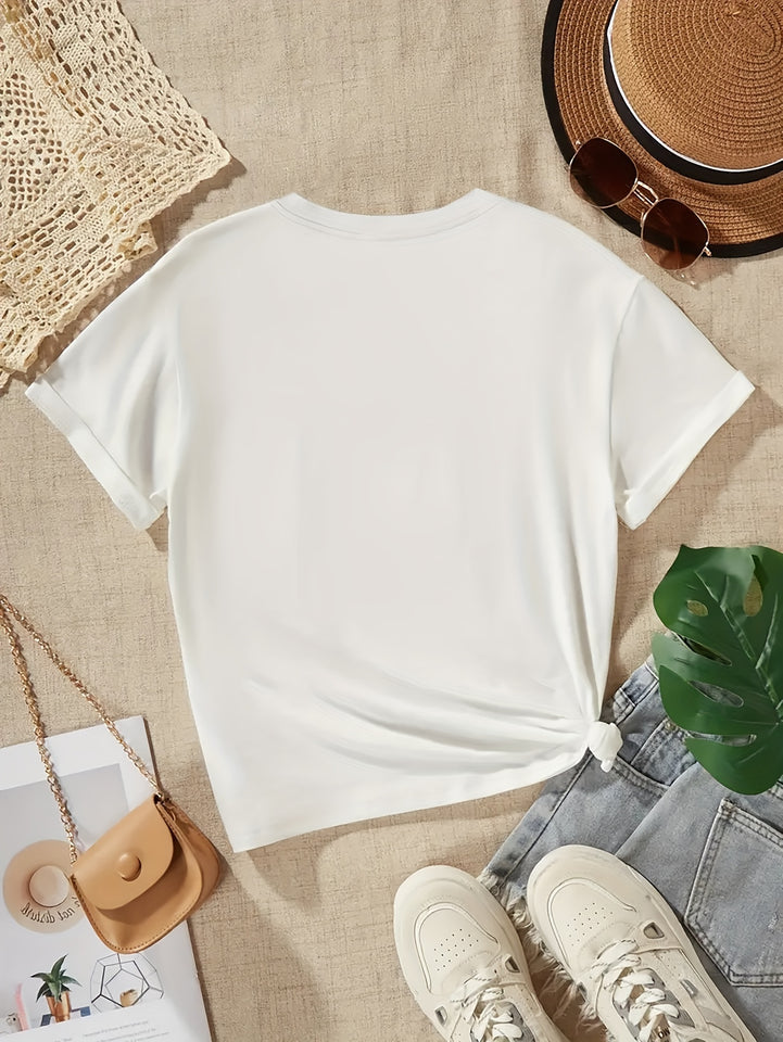 Peace Love Coffee Print, Girls Comfy T-shirt & Shorts Set, Casual Lightweight And Trendy Clothing For Summer