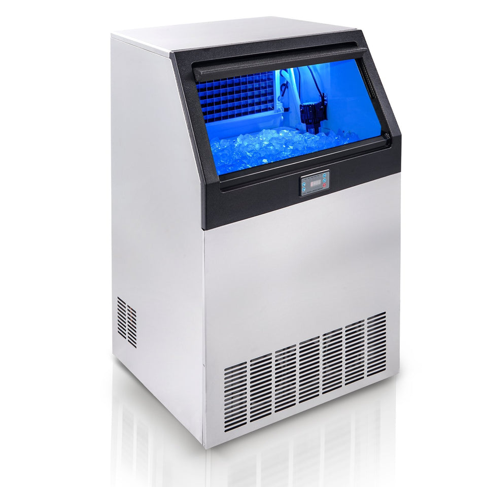 VEVOR Commercial Ice Maker, 265lbs 24H, Ice Maker Machine, 126 Ice Cubes In 12-15 Minutes, Freestanding Cabinet Ice Maker With 88lbs Storage Capacity LED Digital Display, For Home Office Restaurant