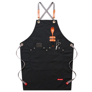 Apron Household Kitchen Cooking Hair Stylist Manicure Milk Tea Shop Baking Men's And Women's Restaurant Denim Overalls Cross-border