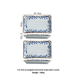 Ceramic Horizontal Pattern Sushi Kebabs Long Plate Restaurant Commercial Side Dish Tableware