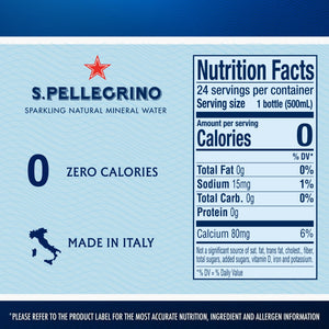S.Pellegrino Sparkling Natural Mineral Water, 405.6 Fl Oz, Case of 24 Bottles