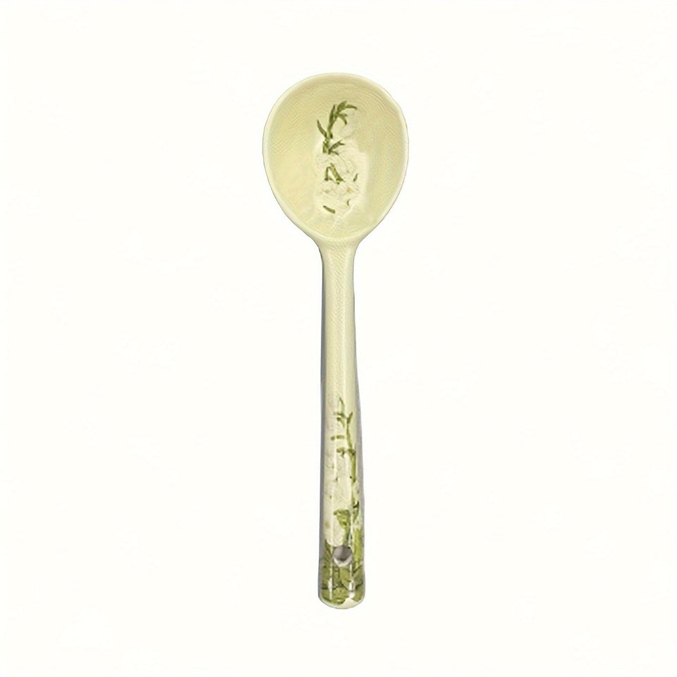 Elegant Green Lily Of The Valley Ceramic Mug - Hand-Wash Only, Reusable Coffee & Milk Cup For Home And Restaurant Use