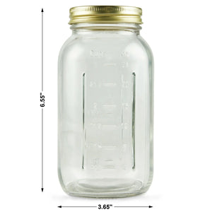 Large 32 Oz Mason Jars 12Pk, Regular Mouth Quart Canning Jars and Lids, Bulk Glass Jars for Canning Whole Fruits, Jarring Tomatoes, Pantry Organization, Home Décor